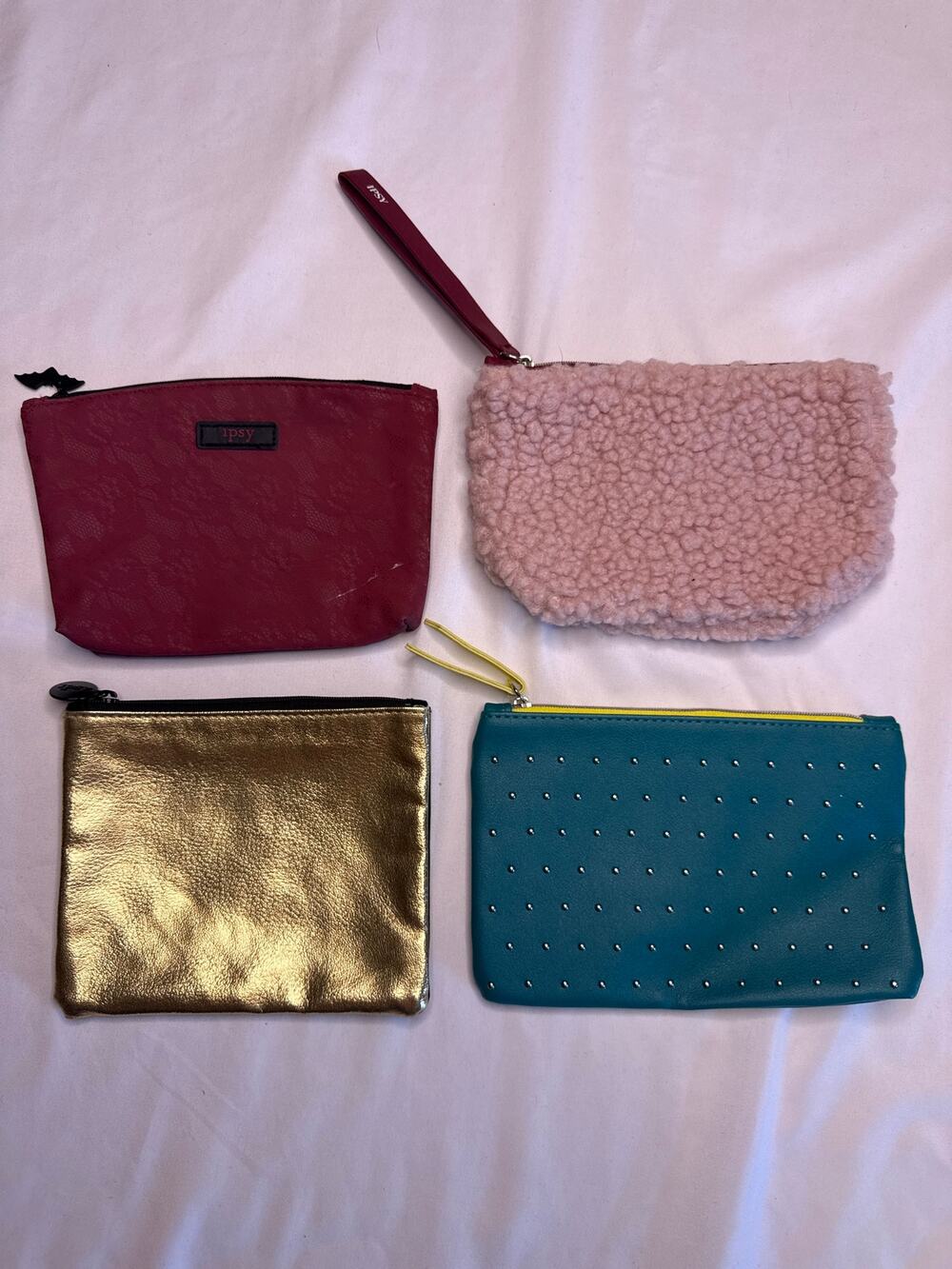 Ipsy Bag Bundle Lot of 4 Halloween 100th Sherpa Pink Black Gold